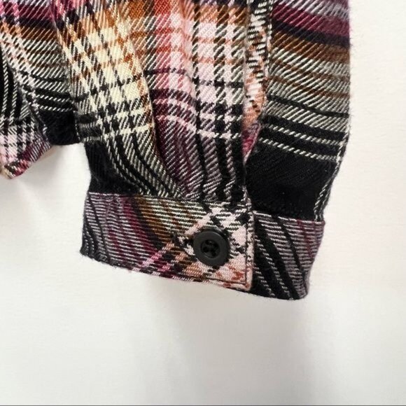 Cloth & Stone for Anthropologie Long Sleeve Plaid Top Ruffle V-Neck, Size Small - Picture 4 of 7